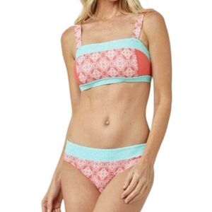 Cabana‎ Life Hipster 2 Piece Peach and Blue Bikini Swimsuit